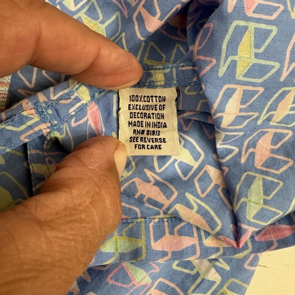 Robert Graham Geometric Shirt Mens L Blue Cotton Short Sleeve Button-Up Casual - Picture 8 of 9